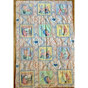 Vintage Care Bears Handmade Quilt Bedspread Twin Bed 45" X 65" Rare Pattern